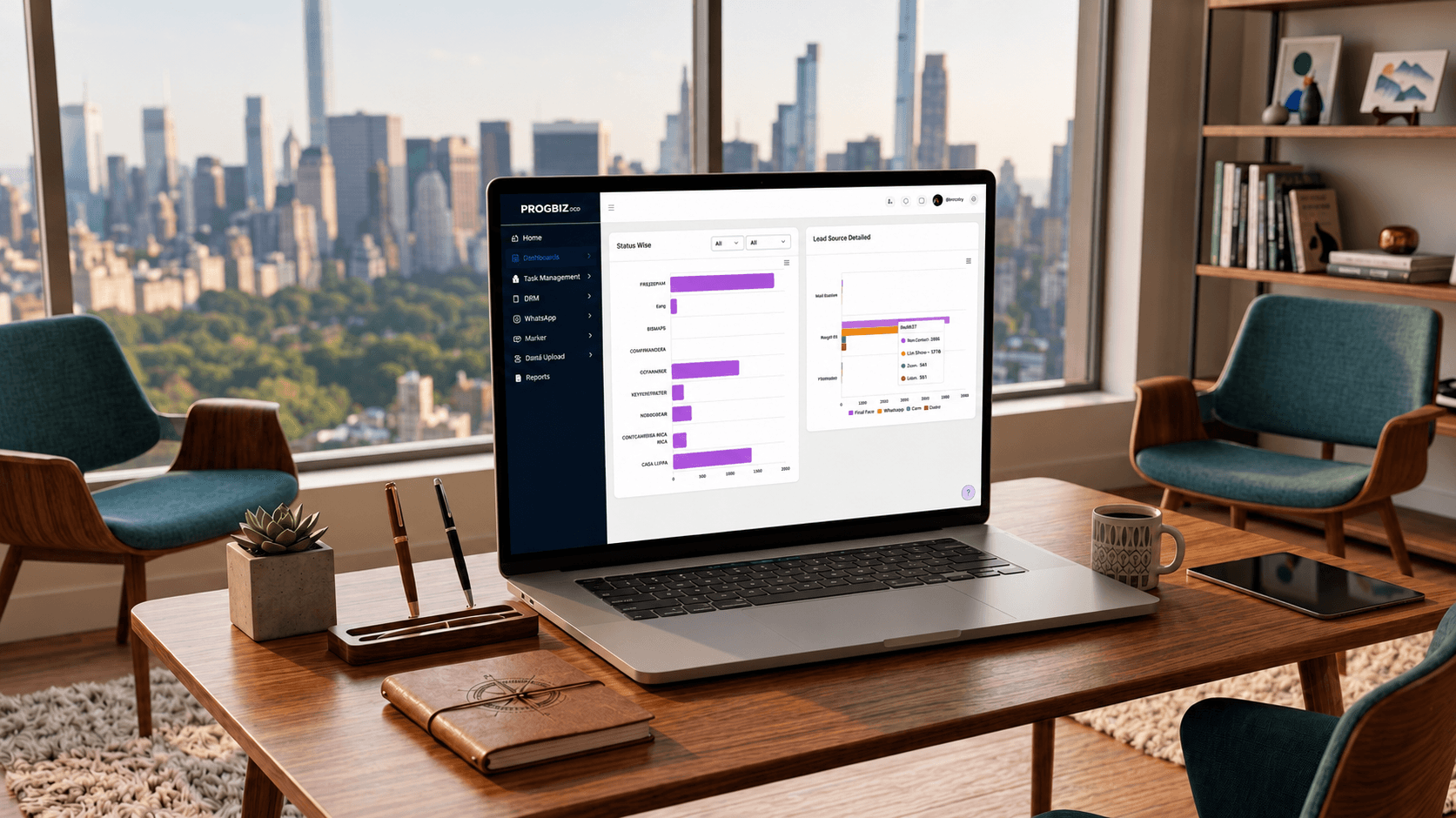Progbiz Education CRM delegated tasks dashboard